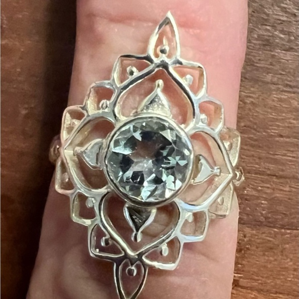 Artisan Filigree Blue Topaz Statement Ring | 925 Sterling Silver NWOT 5.5 #443